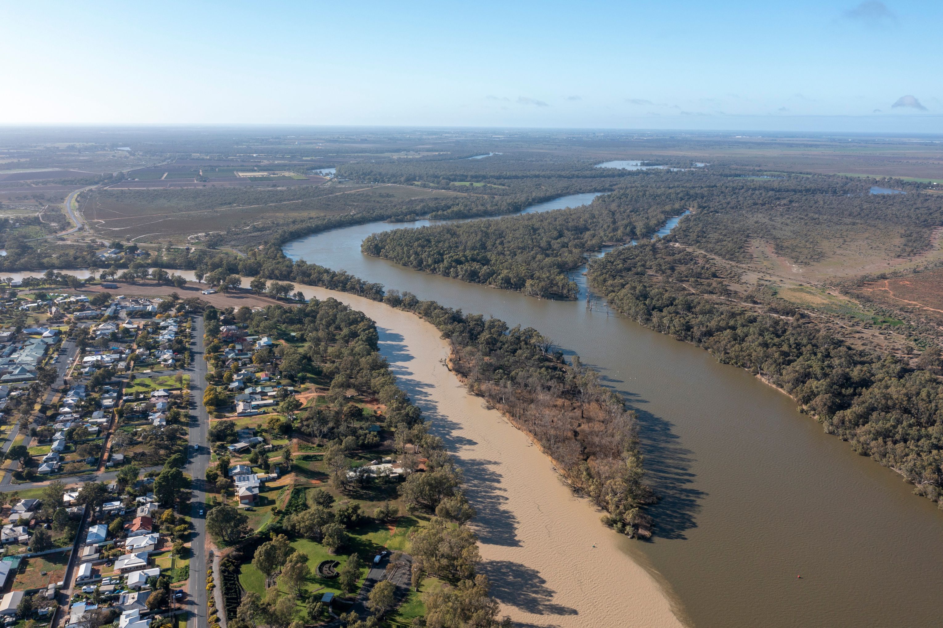 Aerial image of the Darling and Murray Rivers near Wentworth